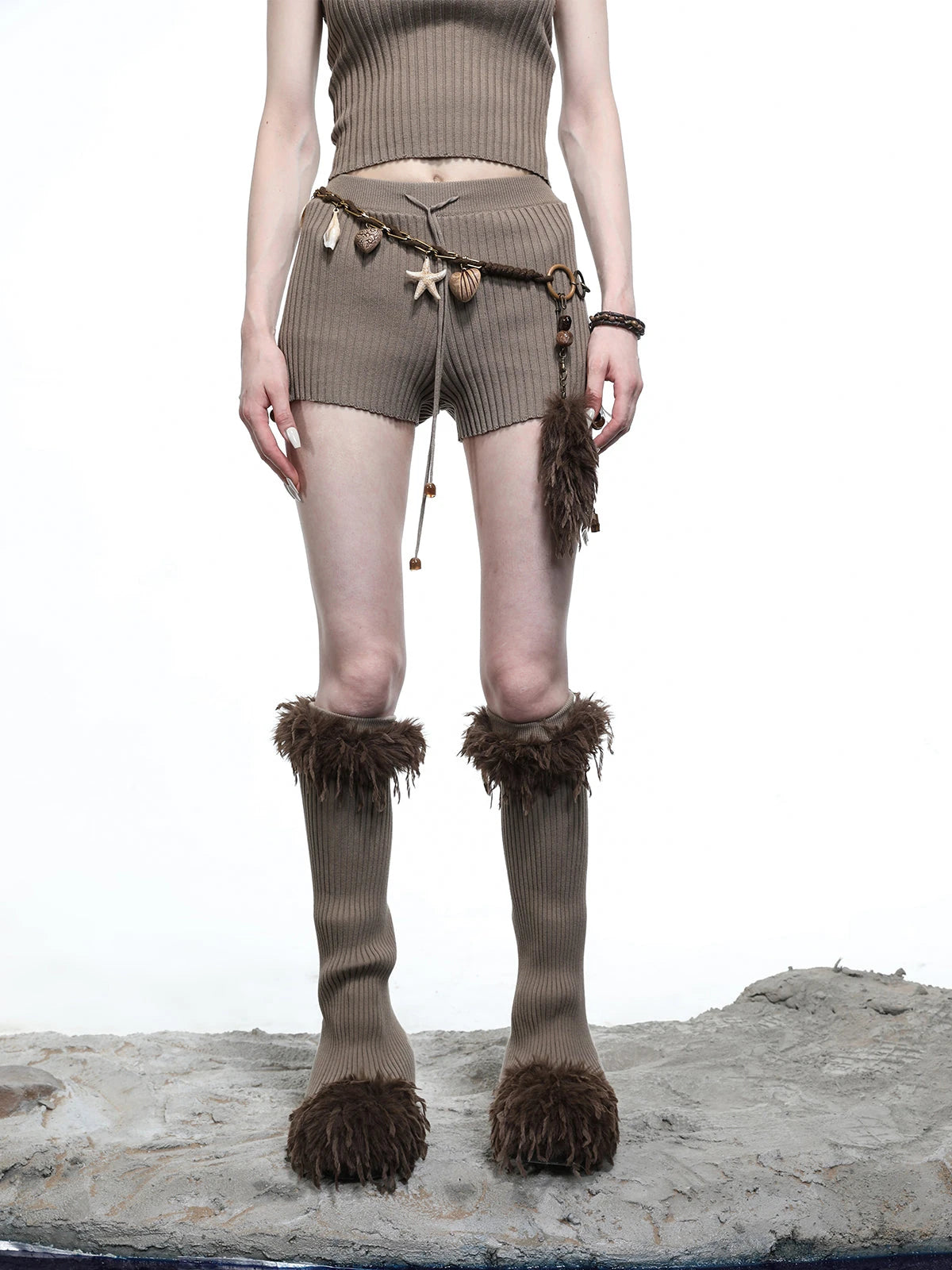 Crescent Moon Beaded Knit Halter Set