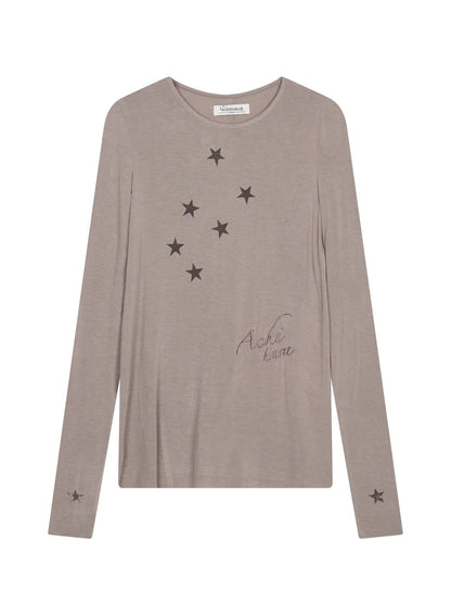 Achihara Starry Sunscreen Print Knit Tee