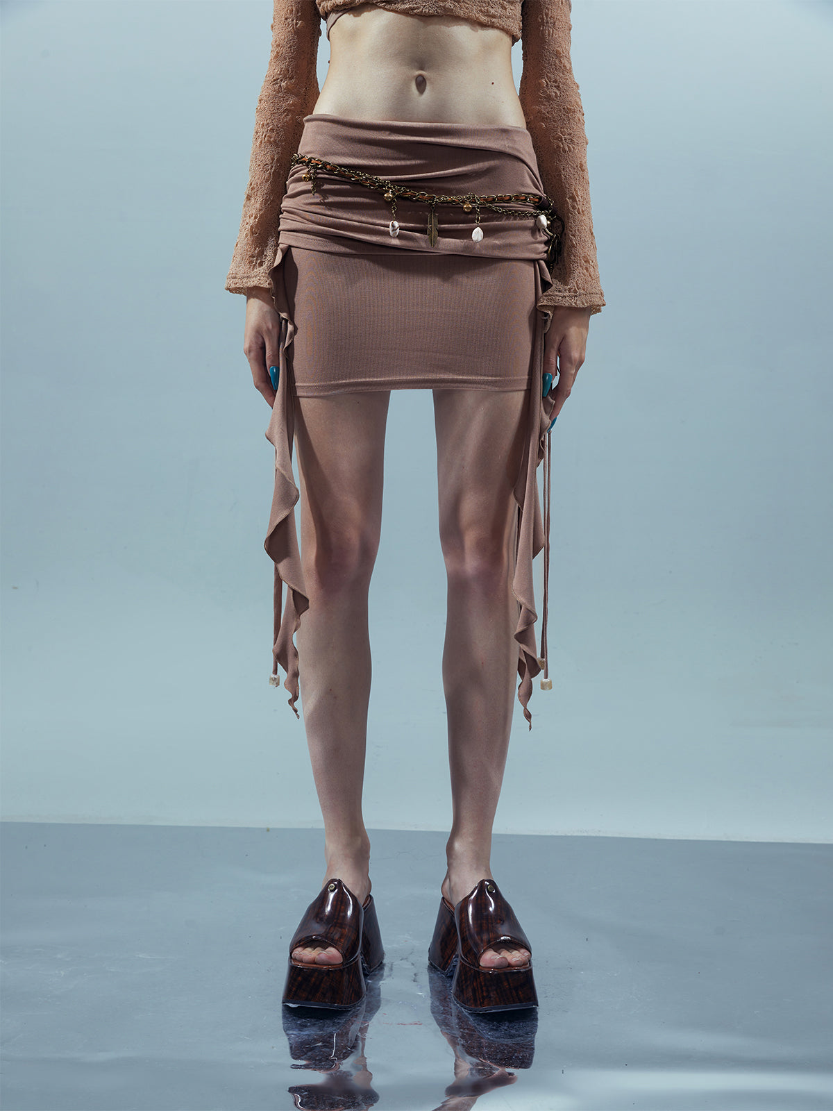 UpdateNN NORTH NODE Piscean Odyssey Ethereal Lace Hem Knit Skirt