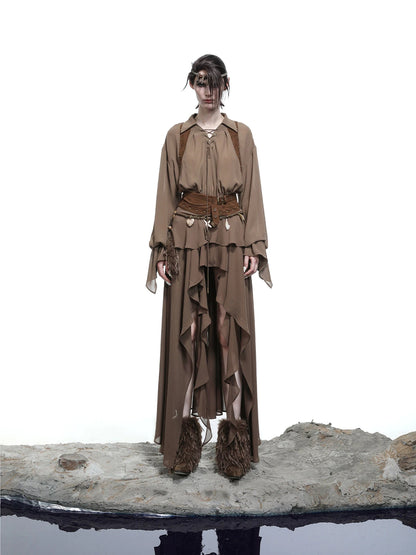 Petal Frilled Chiffon Layered Dress