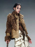 Faux Fur Lined Short Jacket With Crystal Velvet Interior