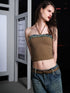 UpdateNN NORTH NODE Riveted Denim Spaghetti Strap Neckholder Top