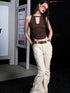 UpdateNN NORTH NODE Sheer Mesh Layered Halter Neck Glittery Tencel Camisole