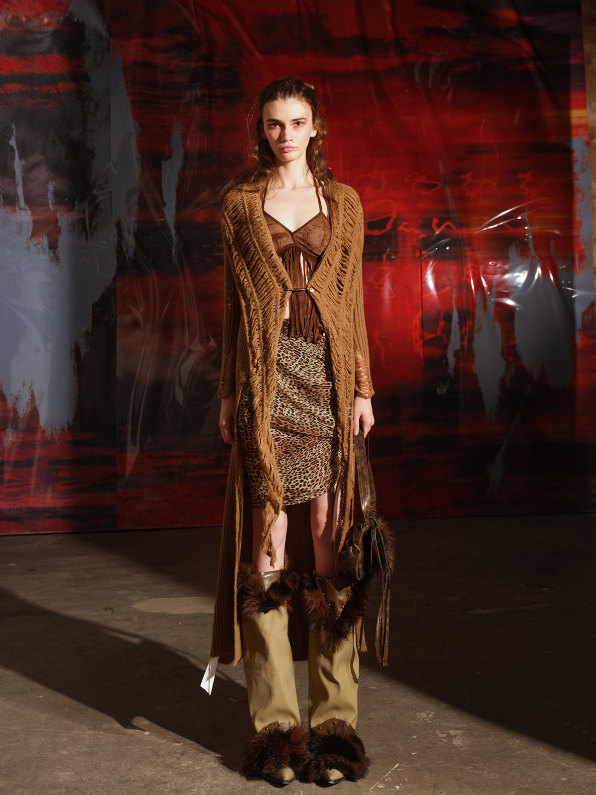 UpdateNN NORTH NODE Distressed Knit Cardigan With Laddered Details