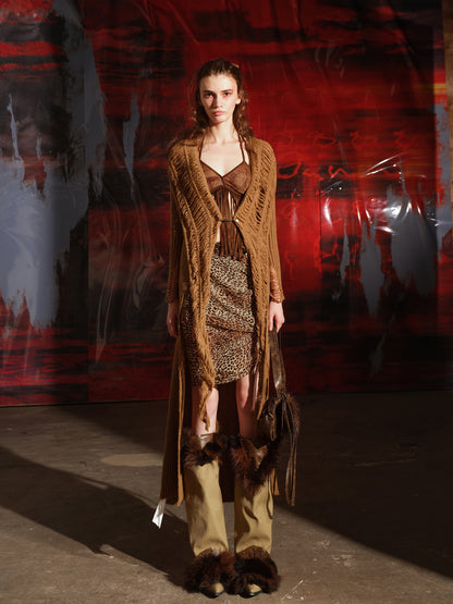 UpdateNN NORTH NODE Distressed Knit Cardigan With Laddered Details