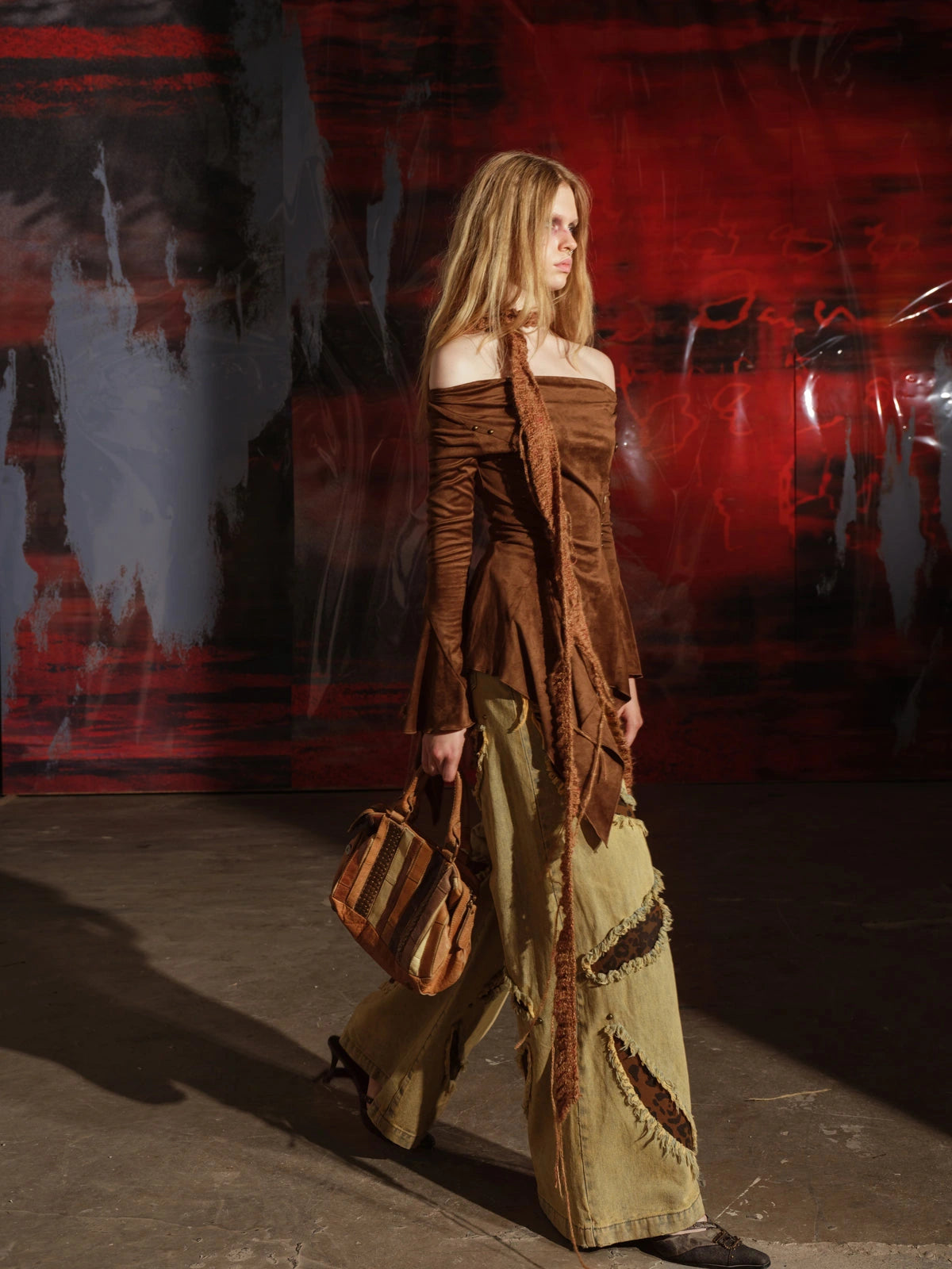 Ruffled Off Shoulder Sweatshirt