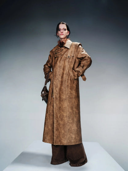 Vintage Waxed Cotton Padded Trench Coat