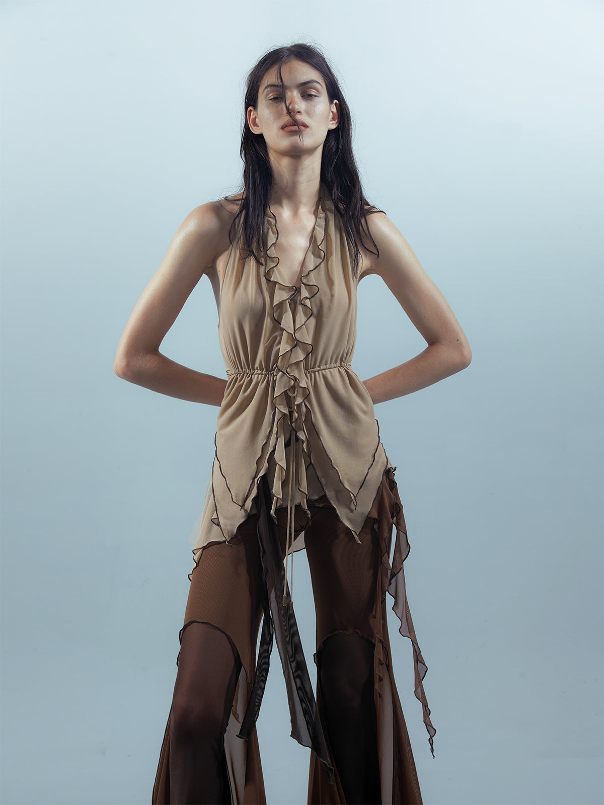 UpdateNN NORTH NODE Lace Edge Camisole with Drawstring Mesh Hem