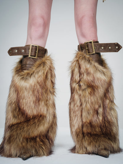 NN NORTH NODE Furry Leg Cuffs With Adjustable Lacing
