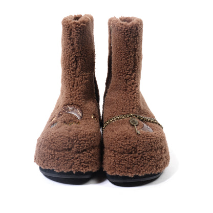 NN NORTH NODE Ankh Platform Boots Fleece Lined 7.8cm Sole Genuine Leather