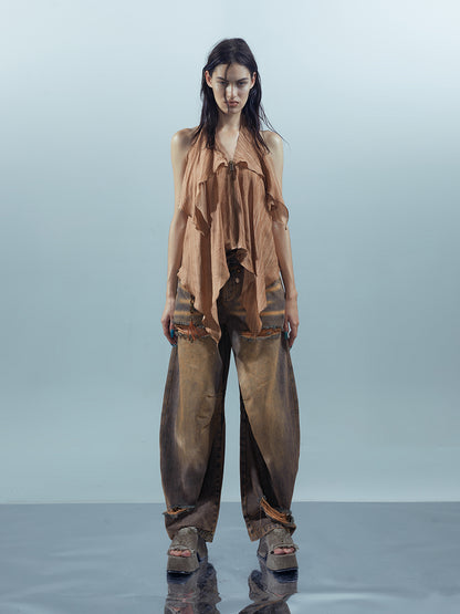 NN NORTH NODE Piscean Loom Ethereal Threads Smocked Backless Camisole