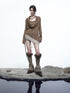 NN NORTH NODE Lyocell Draped Asymmetric Hem Knit T-shirt
