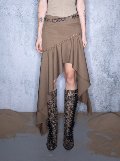 UpdateNN NORTH NODE Nomadic Mesh Patchwork Hemline Asymmetrical Skirt