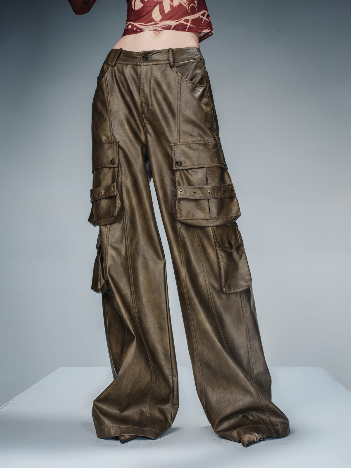 NN NORTH NODE Wild Ambition Wide Leg Leather Trousers