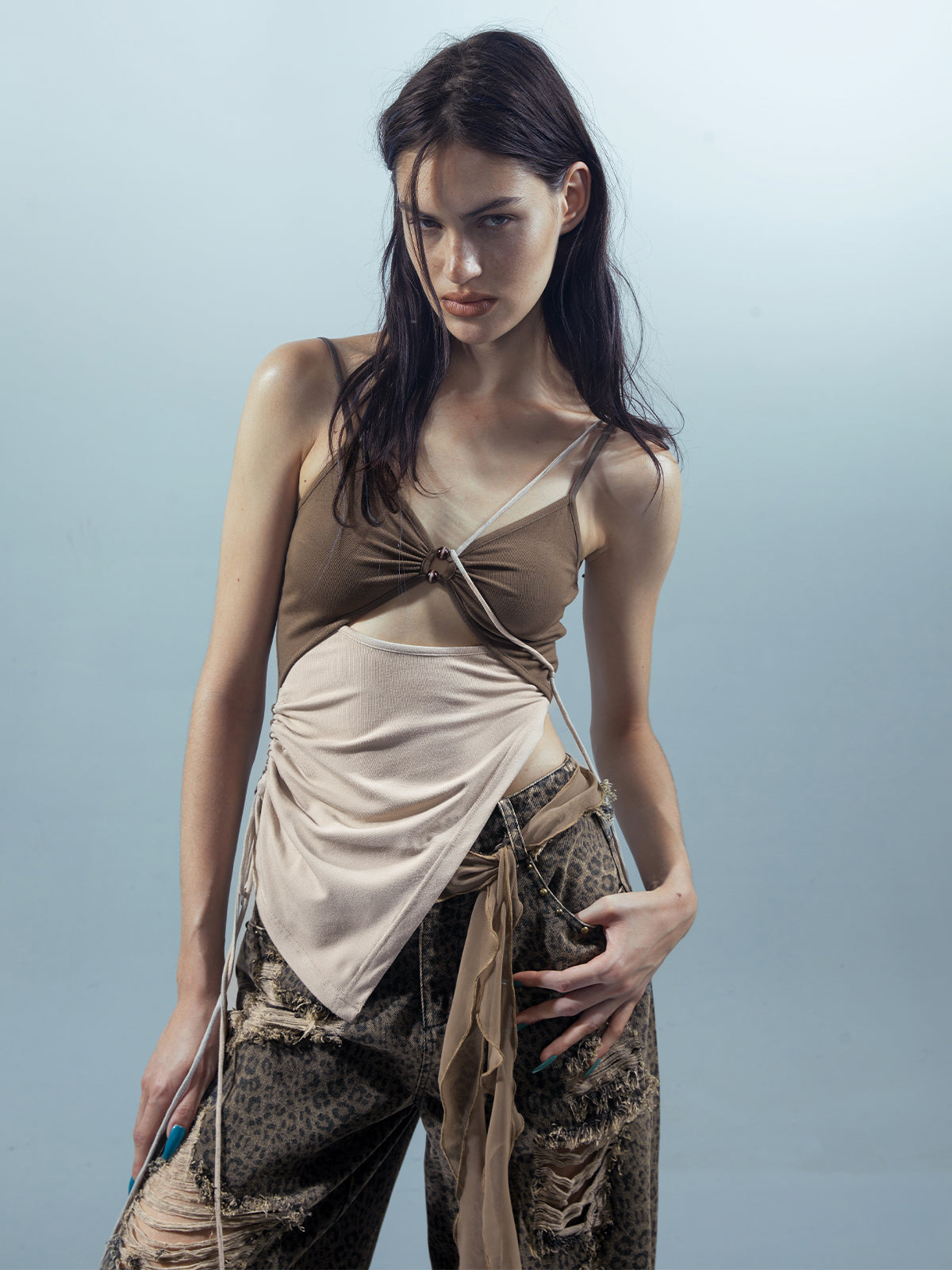 UpdateNN NORTH NODE Ethereal Threads Woven Mirage Beaded Camisole