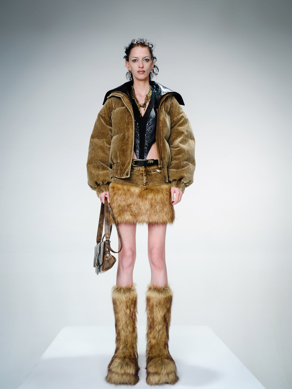 UpdateNN NORTH NODE Washed Cord Duck Down Short Coat With Detachable Collar
