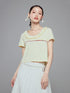 DIDDI MODA Colorblock Lace Collar Knit Crop Tee