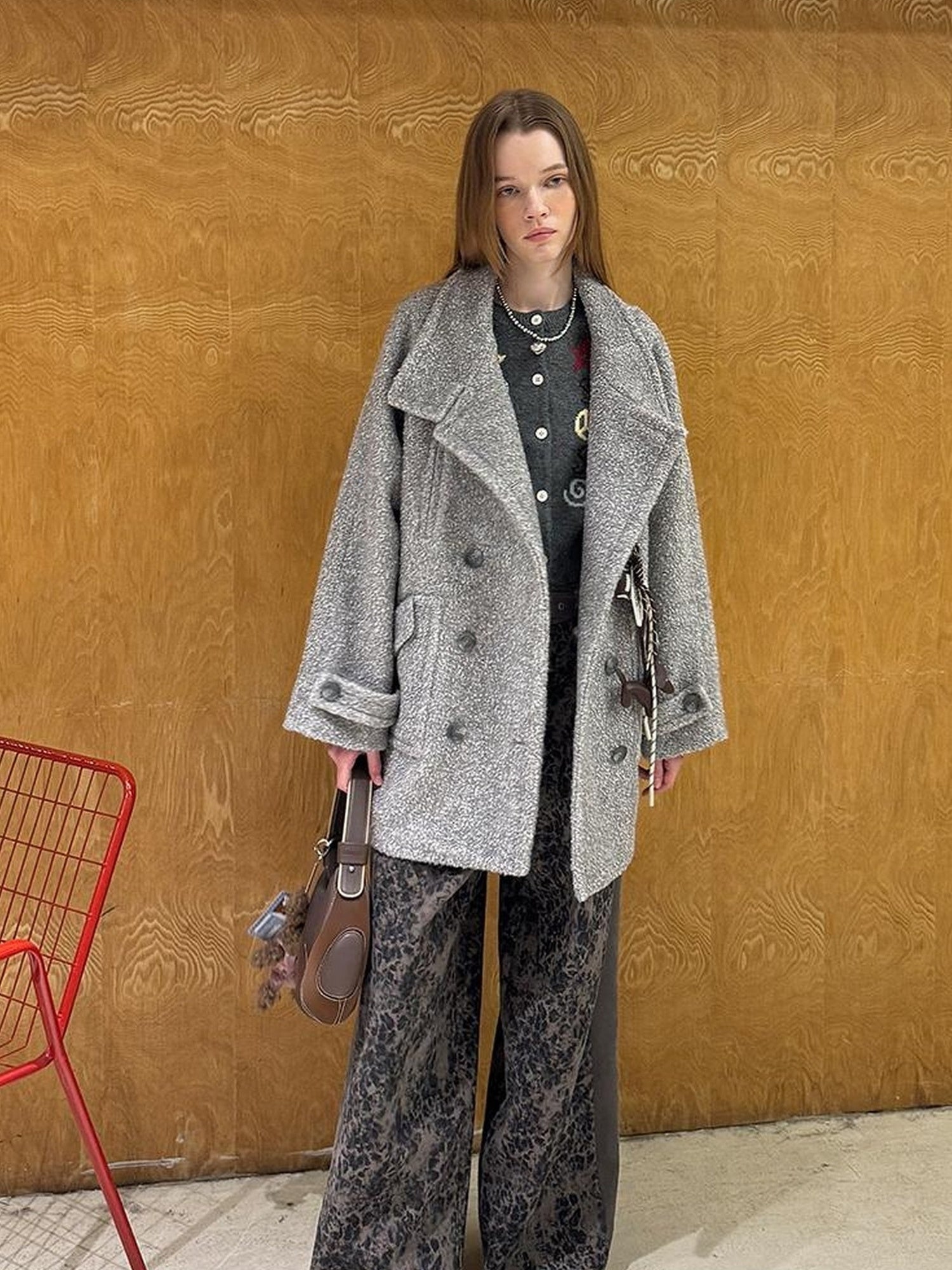 DIDDI MODA Colorblock Leopard Print Wide Leg Pants