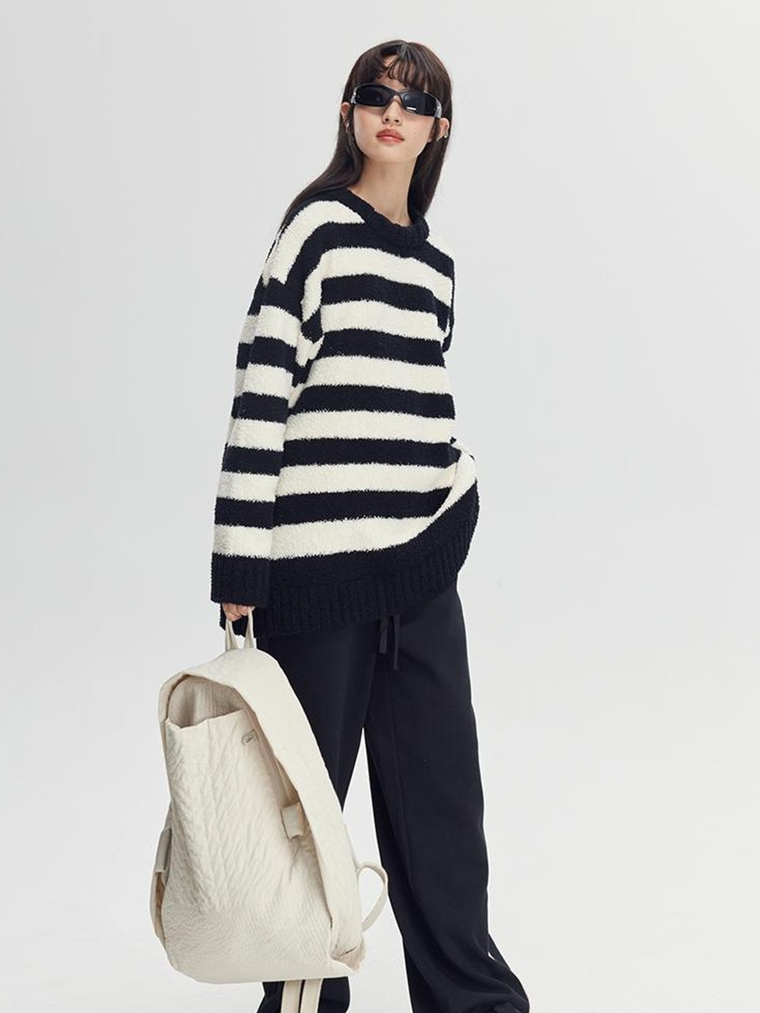 DIDDI MODA Colorblock Relaxed Jogger Pants With Adjustable Hem High Waist