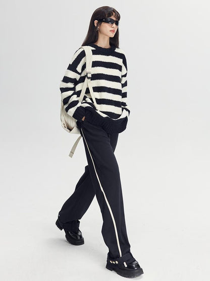 DIDDI MODA Colorblock Relaxed Jogger Pants With Adjustable Hem High Waist