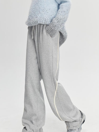 DIDDI MODA Colorblock Relaxed Jogger Pants With Adjustable Hem High Waist