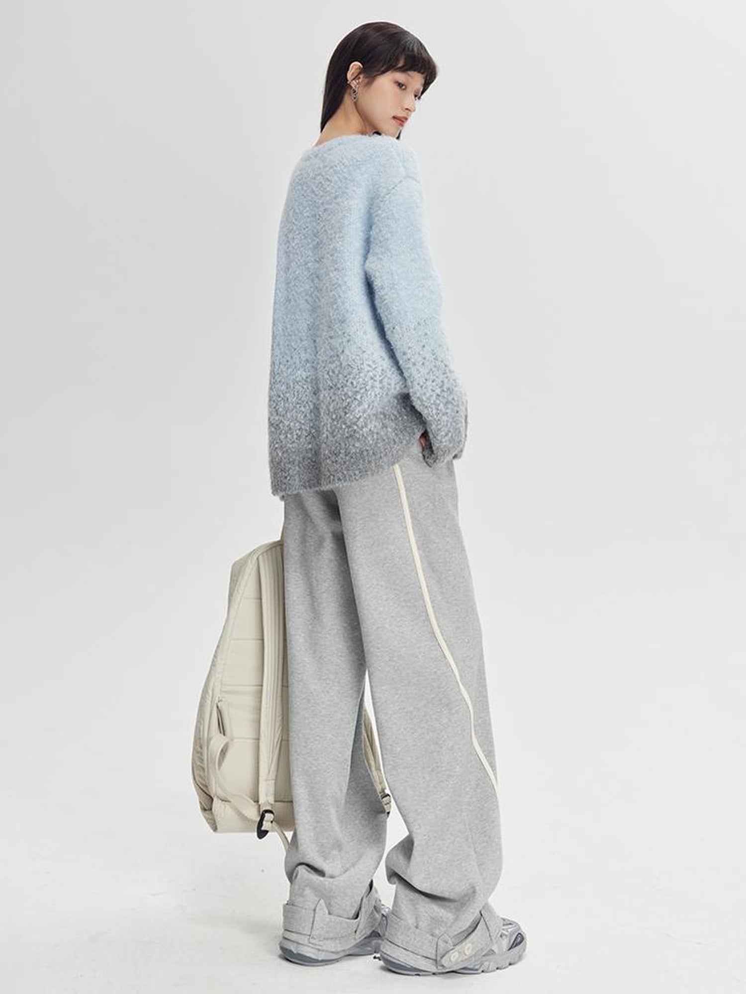 DIDDI MODA Colorblock Relaxed Jogger Pants With Adjustable Hem High Waist