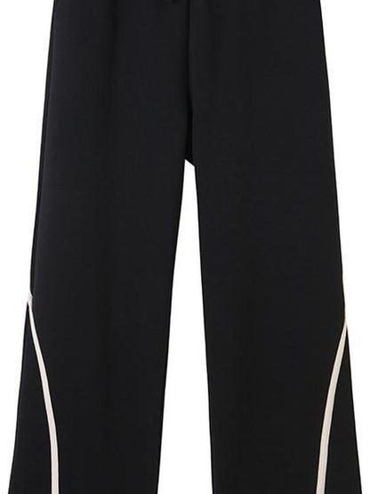 DIDDI MODA Colorblock Relaxed Jogger Pants With Adjustable Hem High Waist