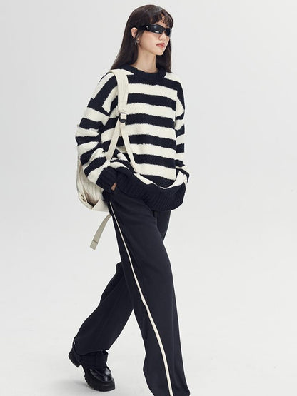 DIDDI MODA Colorblock Relaxed Jogger Pants With Adjustable Hem High Waist