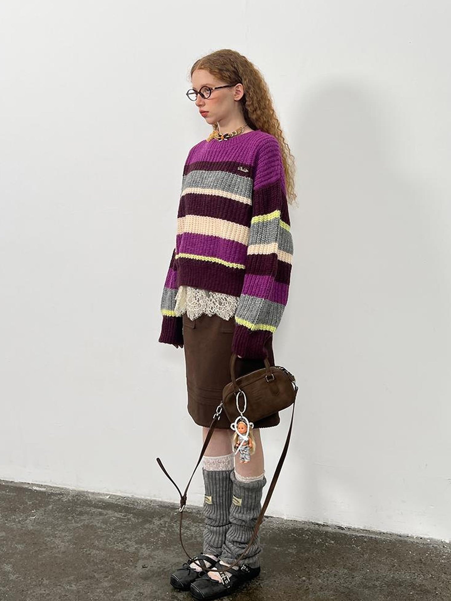 DIDDI MODA Colorblock Stripe Oversized Sweater