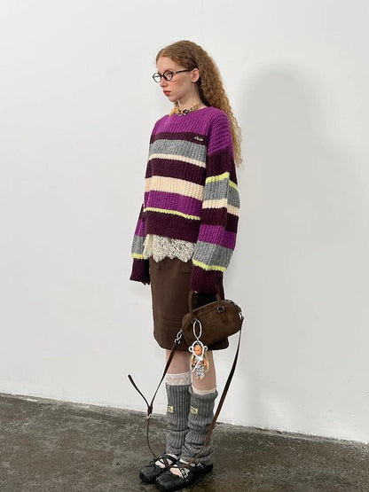 Colorblock Stripe Oversized Sweater