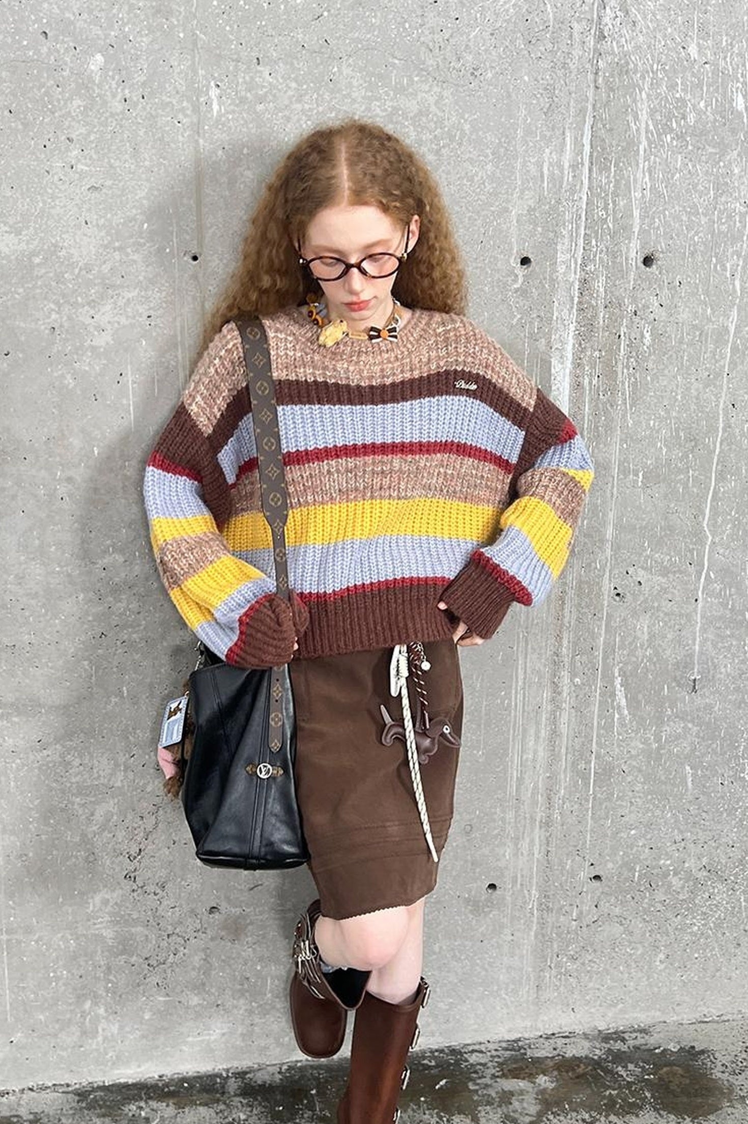 DIDDI MODA Colorblock Stripe Oversized Sweater