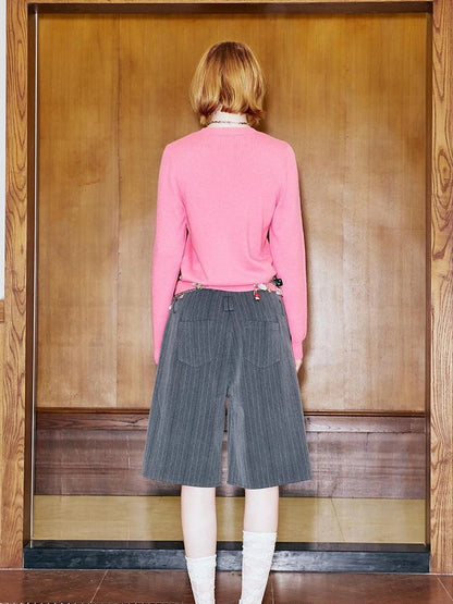 Colorful Beaded Letter Knit Cardigan