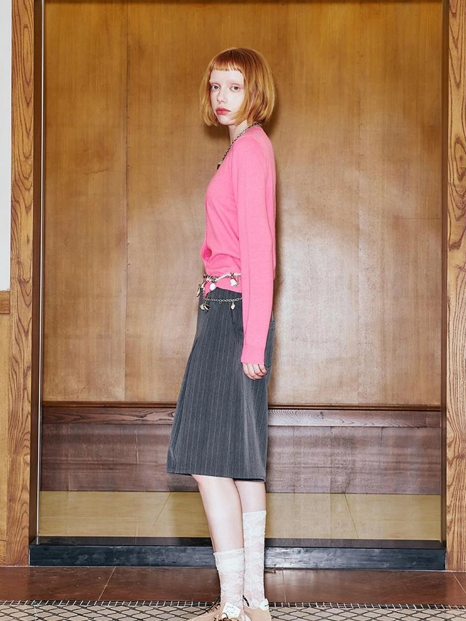 Colorful Beaded Letter Knit Cardigan