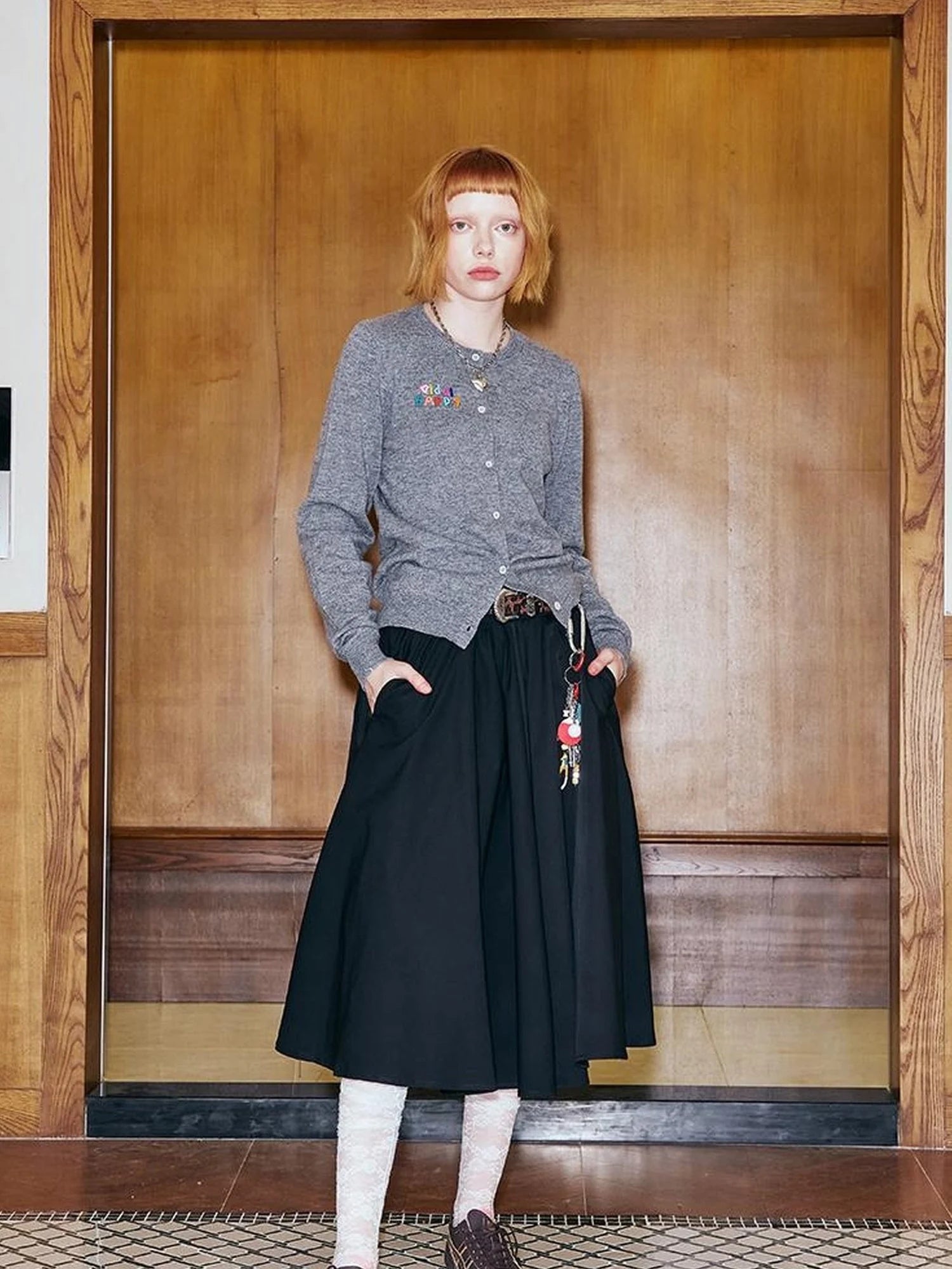 Colorful Beaded Letter Knit Cardigan