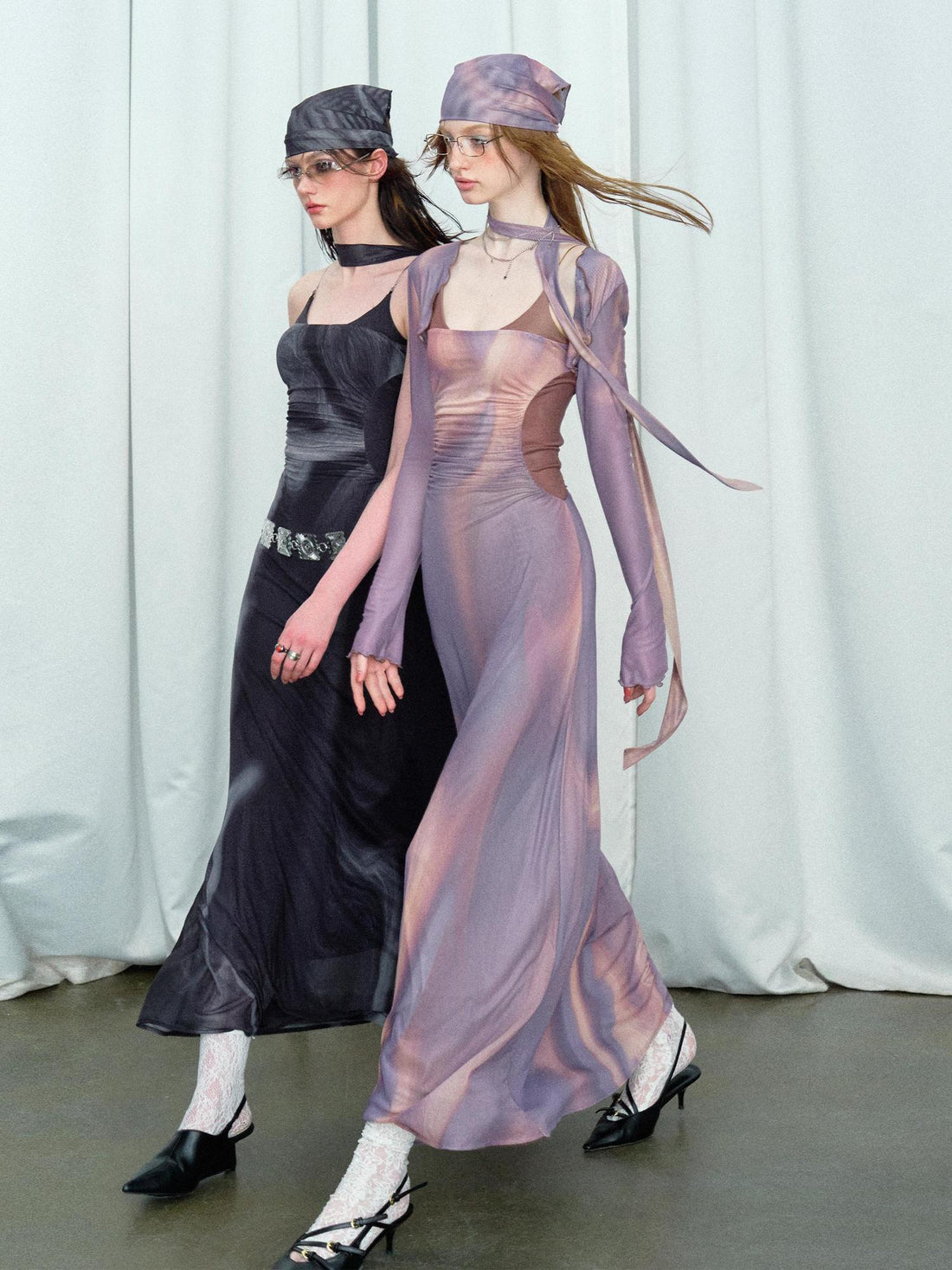 OfAkiva Colorful Off-Shoulder Strappy Island City Painting Dresses