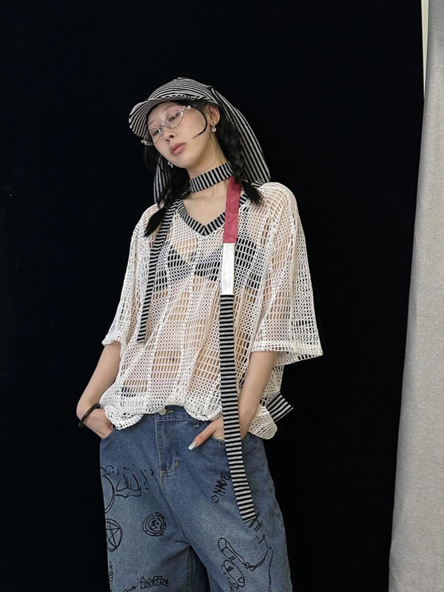 Colorful Striped Knit Y2K Scarf for All Seasons Scarf