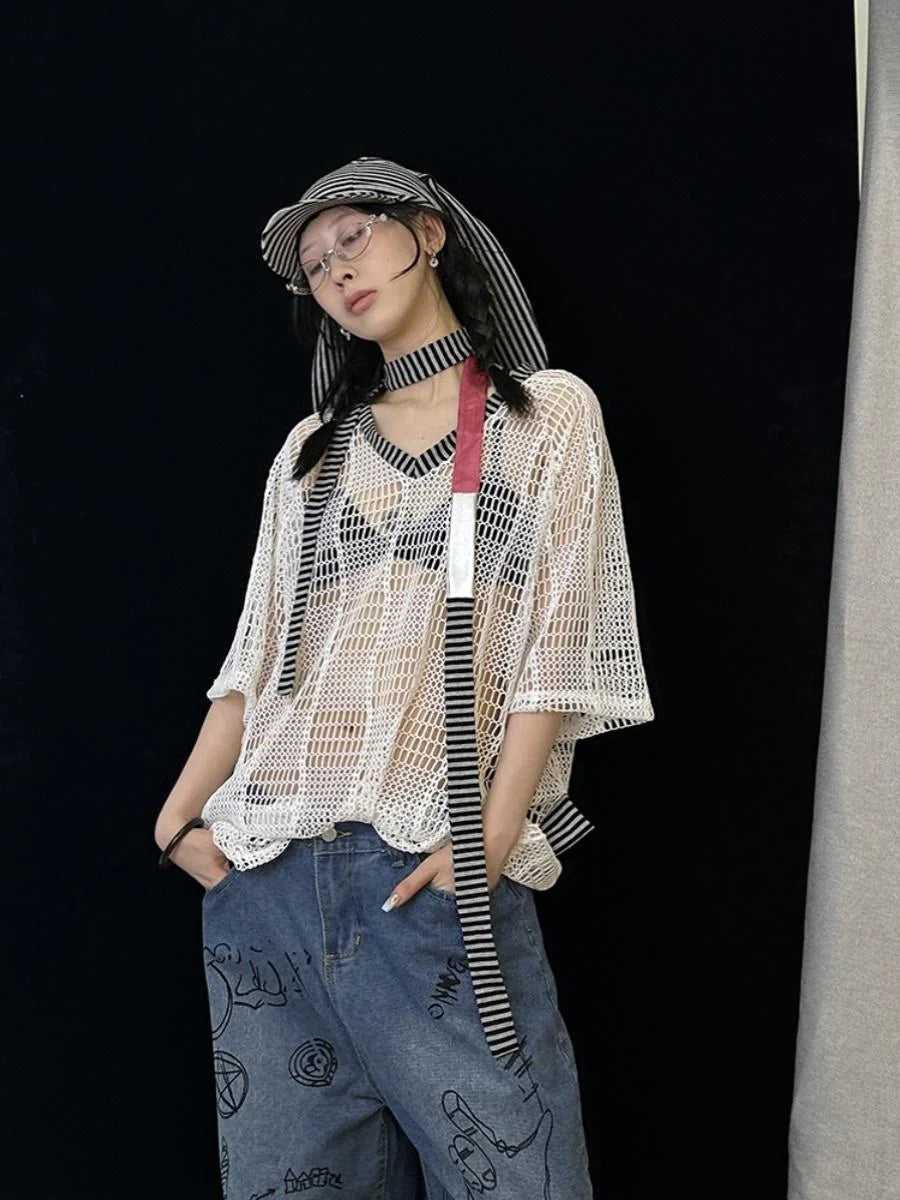 Colorful Striped Knit Y2K Scarf For All Seasons Scarf