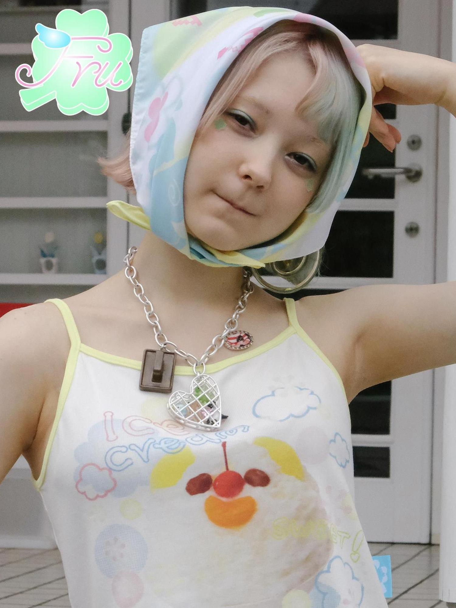 Colorful Summer Clover Print Square Scarf Accessory