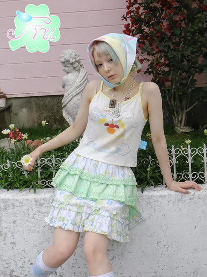 Colorful Summer Clover Print Square Scarf Accessory