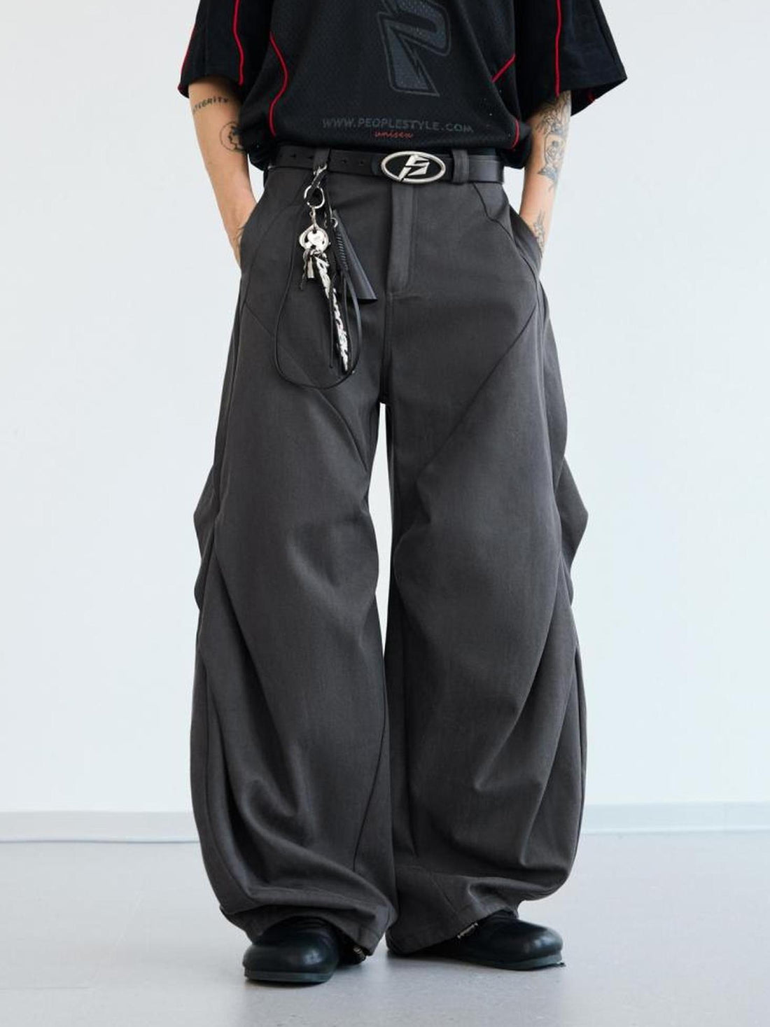 Peoplesense Composite Deconstructed Diamond Pleat Drape Trousers