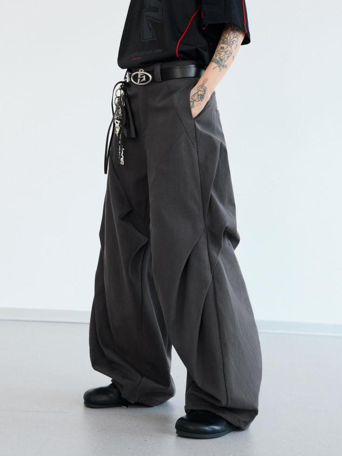 Peoplesense Composite Deconstructed Diamond Pleat Drape Trousers