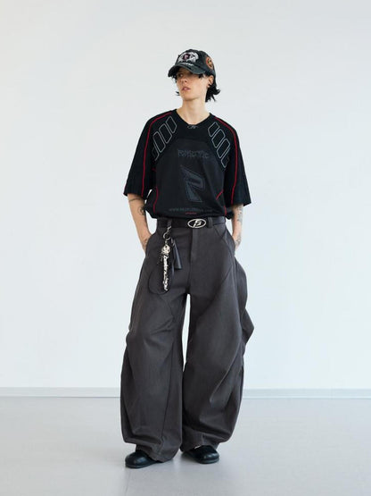 Peoplesense Composite Deconstructed Diamond Pleat Drape Trousers