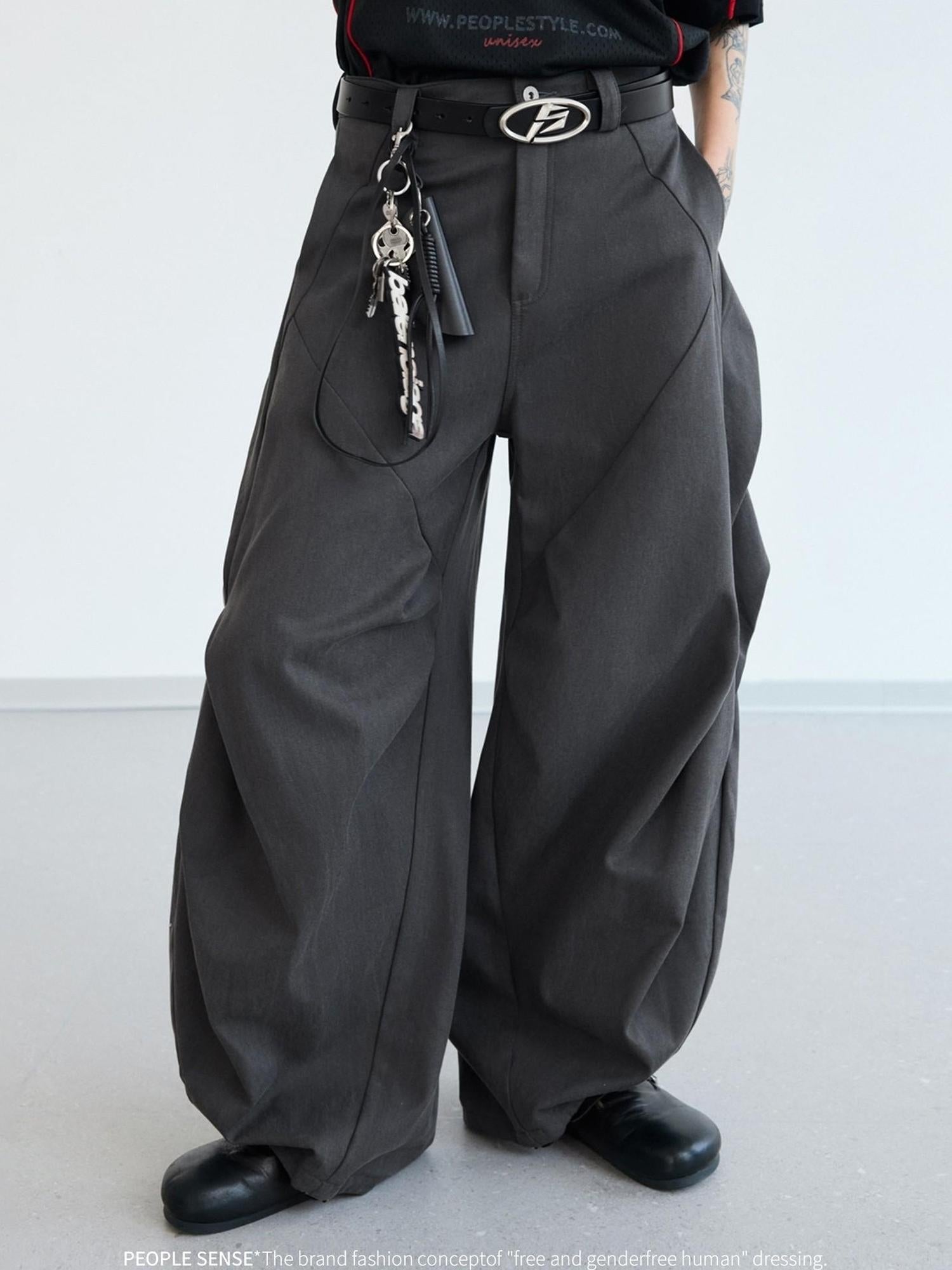 Peoplesense Composite Deconstructed Diamond Pleat Drape Trousers