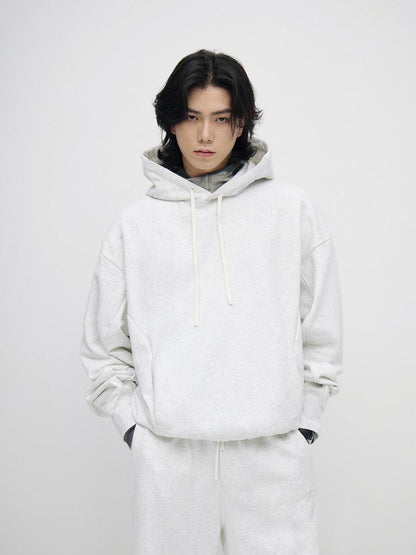 Peoplesense Contour Wide Cotton Hoodie Jogger Set Grey Embroidery