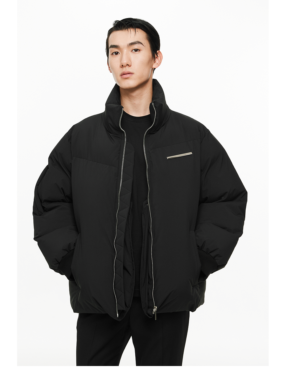 Convertible Down Puffer Jacket with Metal Zipper