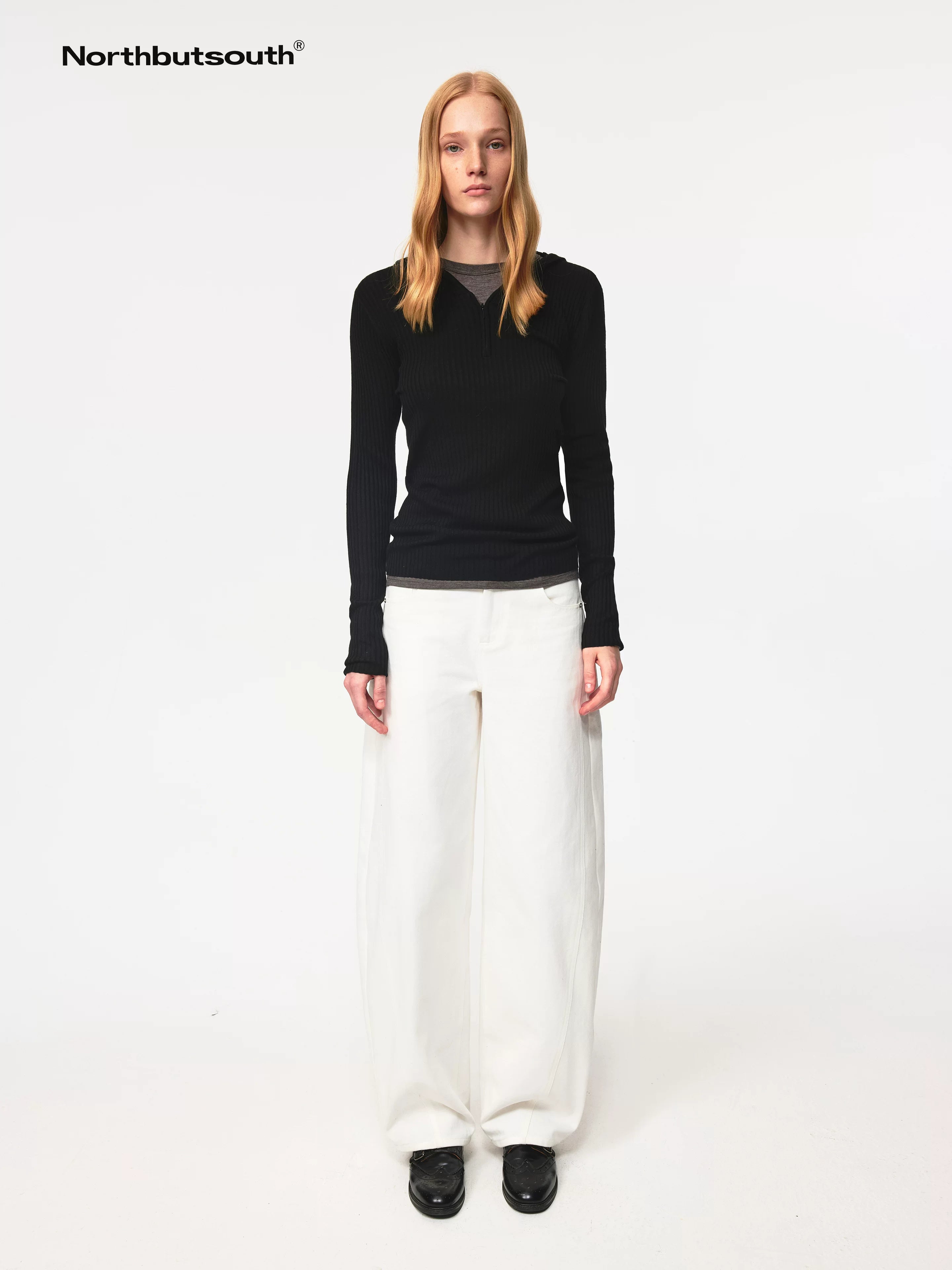 Cotton Curved Hem Relaxed Fit Casual Trousers