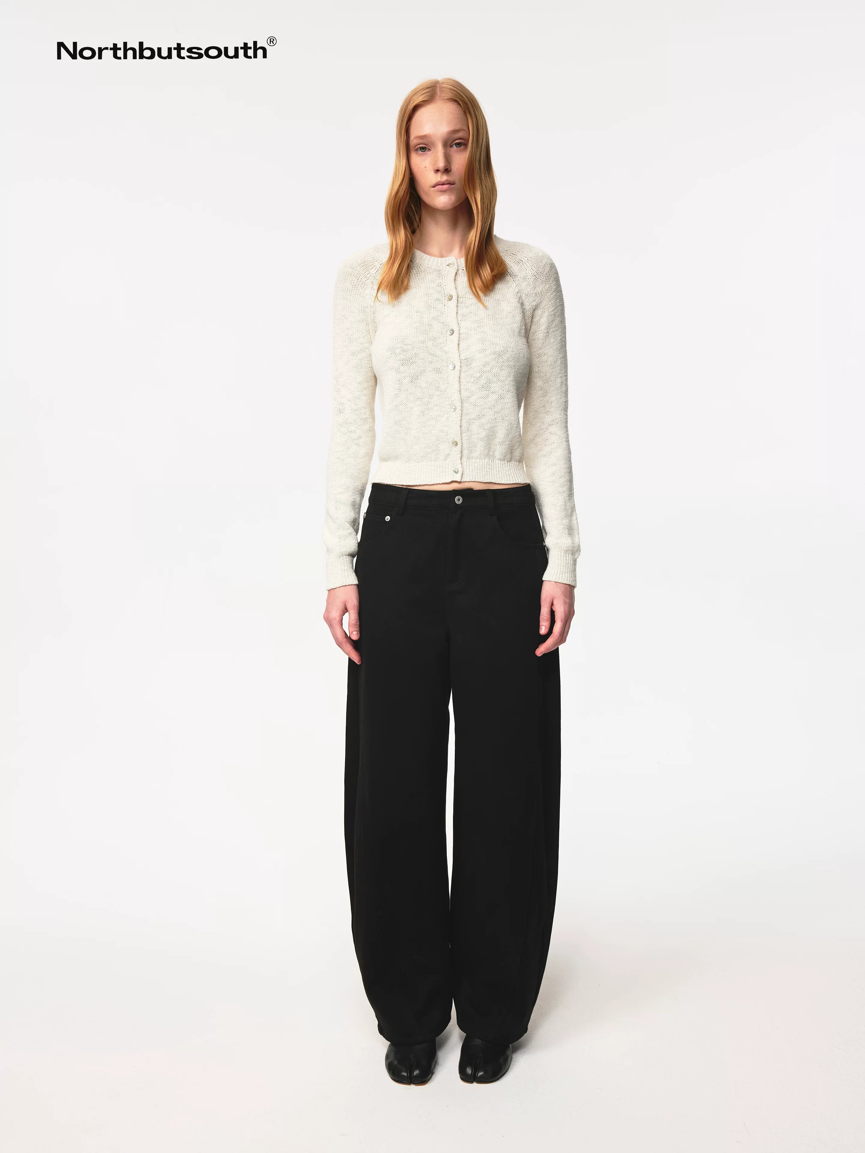 Cotton Curved Hem Relaxed Fit Casual Trousers