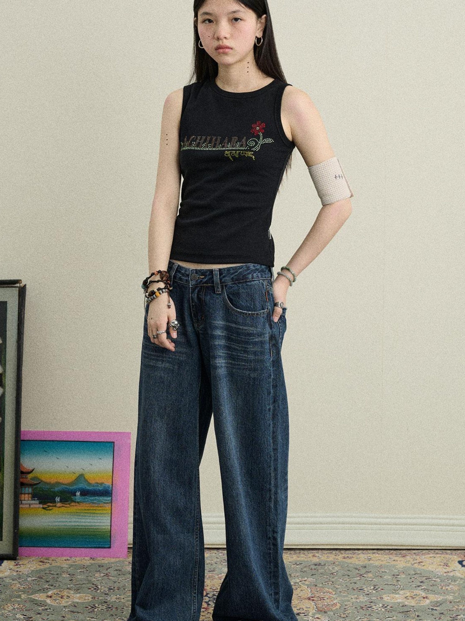 Achihara Cotton Lychee Soda Jeans For Women