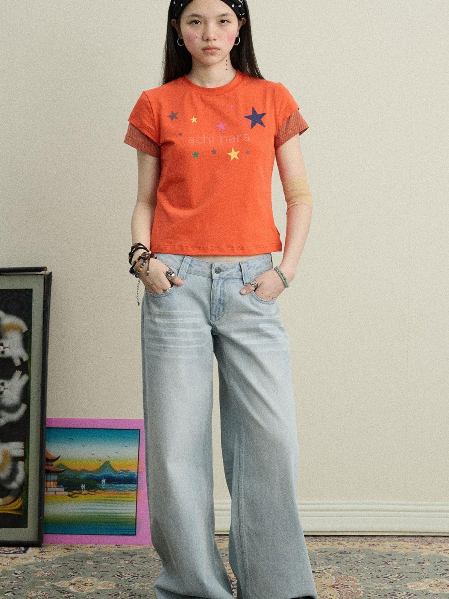 Achihara Cotton Lychee Soda Jeans For Women