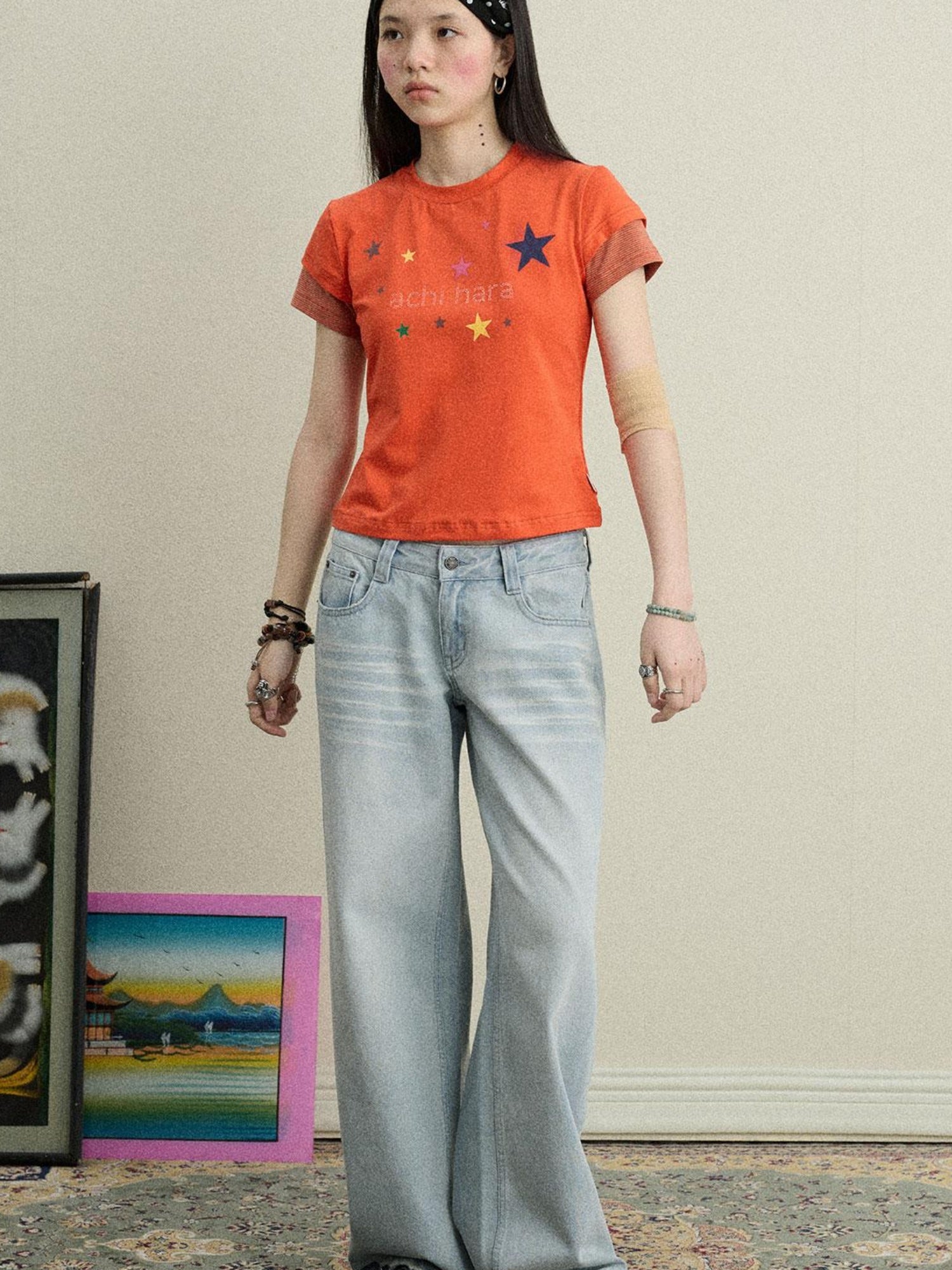 Achihara Cotton Lychee Soda Jeans For Women